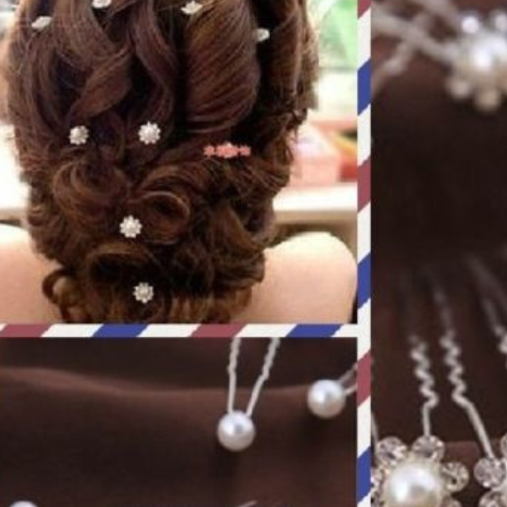 Pearl and Rhinestone Hair Pins - Picture 3 of 4